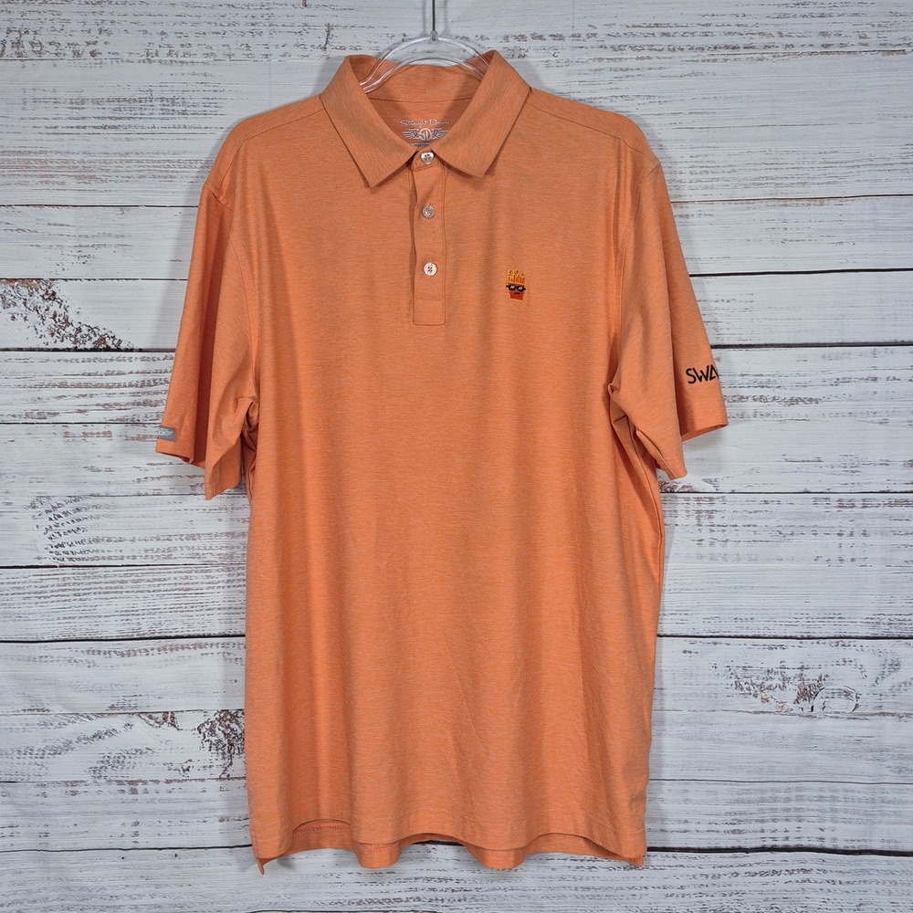Straight Down Performance Golf Polo Shirt Mens Large Orange Swag French Fry L